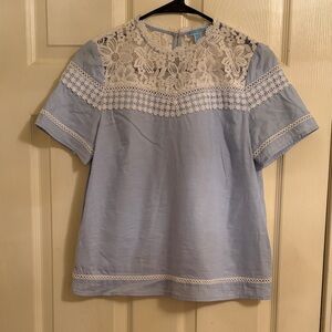 Women’s Draper James Light Blue Lace Blouse Size 4